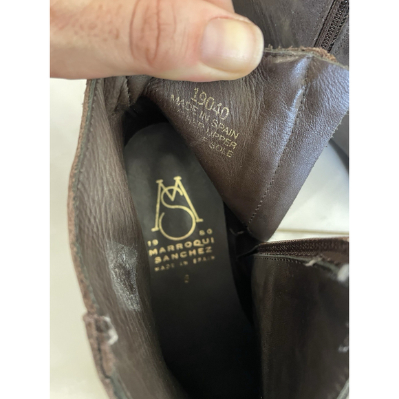 Marroqui Sanchez Women's Booties, Size 8, Brown Leather, Ankle Side Zip - Picture 9 of 10